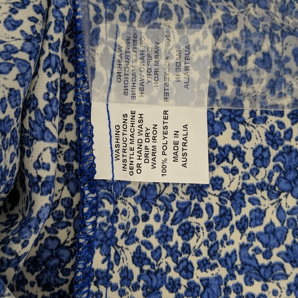 RTM Dress Size 22 Cream Blue Floral Maxi Ruffle 3/4 Sleeves Off-the-Shoulder NEW - Picture 7 of 7